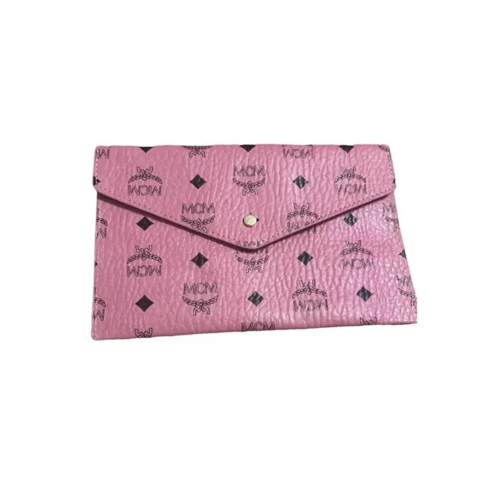 MCM Pink Clutch with Black Accents - Picture 1 of 8